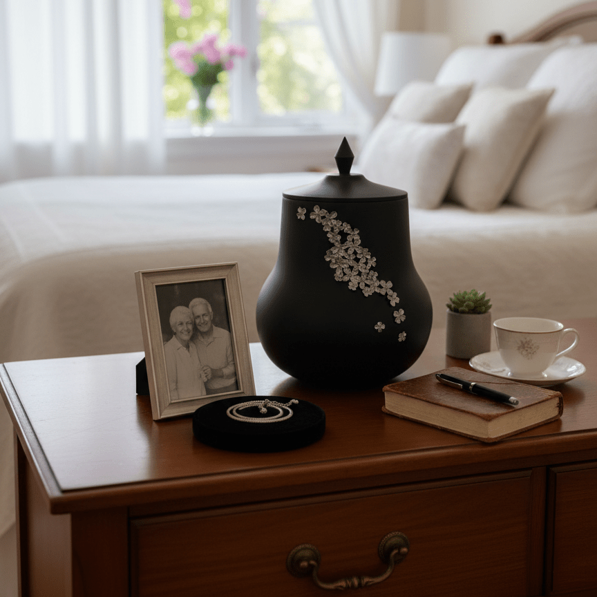 Blossom Memorial Urn in Bedroom - Afterlife Vessel