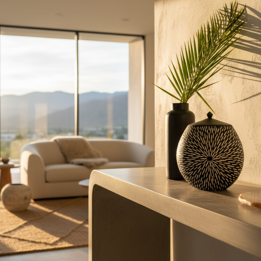 Radiance cremation urn in living room