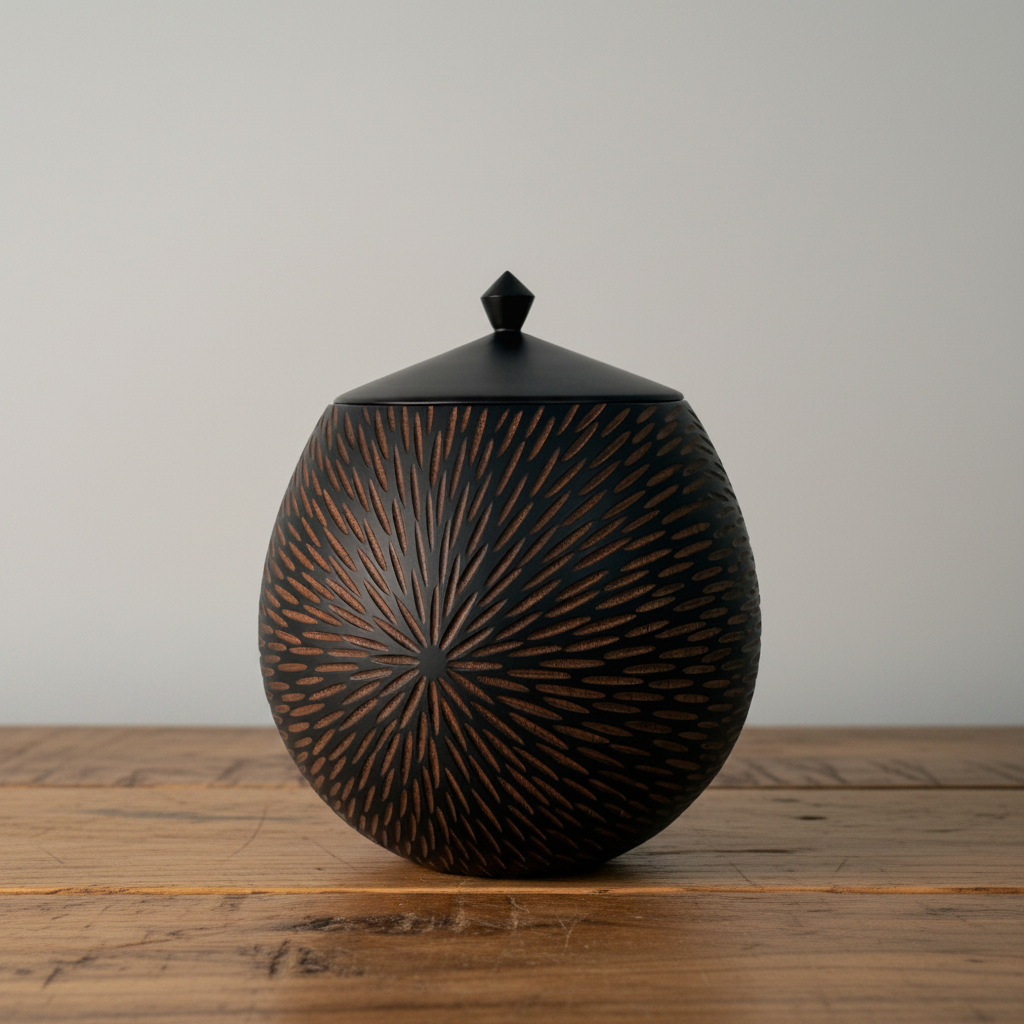 Urn on Wood Surface